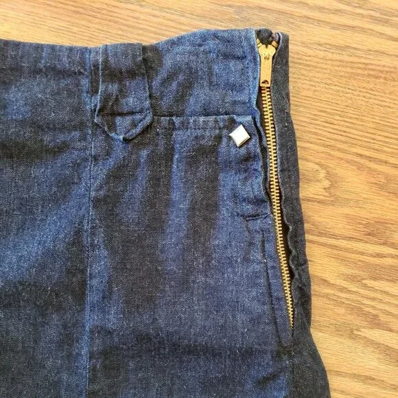 Levis Shorthorn Denim Skirt Sanforized Western Diamond Pearl Snap ALine Midi Vtg